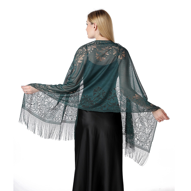 Tassel Fringe Trim - 女性のための薄くて透かし彫りの花のマント、長いタッセル、日焼け止めショール、日焼け止め服、旅行タオル、レースのイブニングドレス、イブニングパーティー、夏