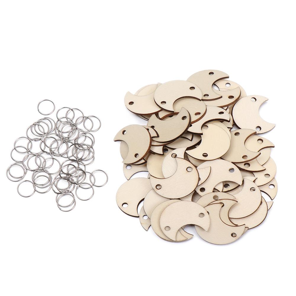 50個/セット DIYクラフト装飾品 星/ハート/丸型 木製 - Easter Craft Embellishment Set のレビューと価格