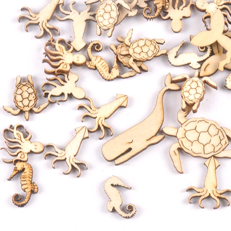 20個25-40mmウミガメ/馬/クジラの木diy工芸品家の - Craft Embellishments のレビューと価格