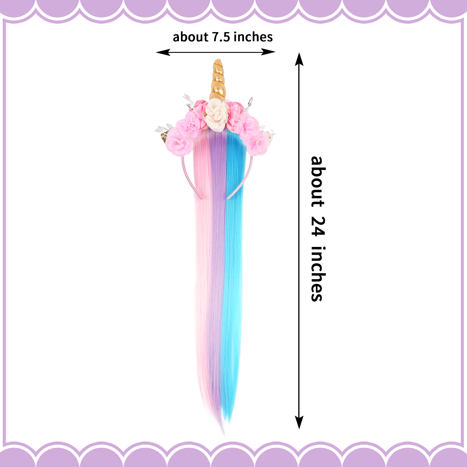 レインボーユニコーンレースグラデーションタッセル女の子のヘア - Tassel Fringe Trim のレビューと価格
