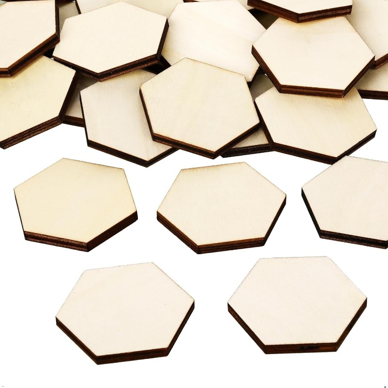 50個入り 4CM 未仕上げ木製六角形ピース 木製六角形カッ - Craft Embellishments のレビューと価格