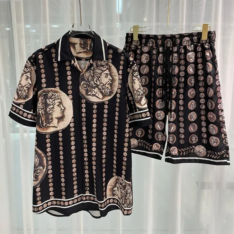 ロイヤルラグジュアリーメンズシャツセット ヴィンテージ柄キャ - Embellish Knit のレビューと価格